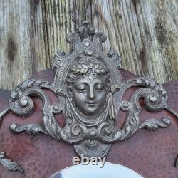 02M11 ANCIEN MIROIR AVEC MASCARON DINANDERIE CUIVRE FIN XIXe NAPOLEON III BRONZE