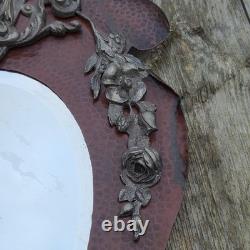 02M11 ANCIEN MIROIR AVEC MASCARON DINANDERIE CUIVRE FIN XIXe NAPOLEON III BRONZE