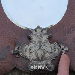 02M11 ANCIEN MIROIR AVEC MASCARON DINANDERIE CUIVRE FIN XIXe NAPOLEON III BRONZE