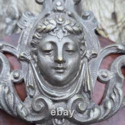 02M11 ANCIEN MIROIR AVEC MASCARON DINANDERIE CUIVRE FIN XIXe NAPOLEON III BRONZE