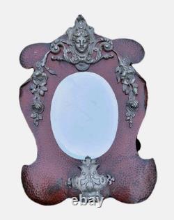 02M11 ANCIEN MIROIR AVEC MASCARON DINANDERIE CUIVRE FIN XIXe NAPOLEON III BRONZE