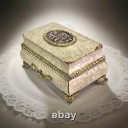 04l16 Ancien Coffret Boite A Bijoux Nacre Et Bronze Napoleon III Style Louis XVI