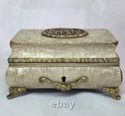 04l16 Ancien Coffret Boite A Bijoux Nacre Et Bronze Napoleon III Style Louis XVI