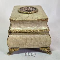04l16 Ancien Coffret Boite A Bijoux Nacre Et Bronze Napoleon III Style Louis XVI