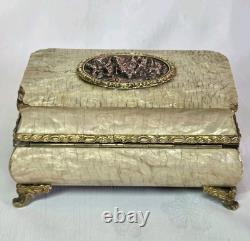04l16 Ancien Coffret Boite A Bijoux Nacre Et Bronze Napoleon III Style Louis XVI