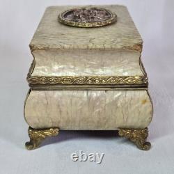 04l16 Ancien Coffret Boite A Bijoux Nacre Et Bronze Napoleon III Style Louis XVI
