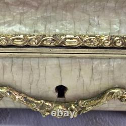 04l16 Ancien Coffret Boite A Bijoux Nacre Et Bronze Napoleon III Style Louis XVI