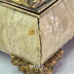 04l16 Ancien Coffret Boite A Bijoux Nacre Et Bronze Napoleon III Style Louis XVI