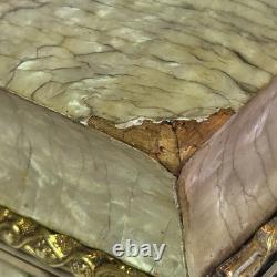 04l16 Ancien Coffret Boite A Bijoux Nacre Et Bronze Napoleon III Style Louis XVI