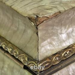 04l16 Ancien Coffret Boite A Bijoux Nacre Et Bronze Napoleon III Style Louis XVI