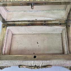 04l16 Ancien Coffret Boite A Bijoux Nacre Et Bronze Napoleon III Style Louis XVI