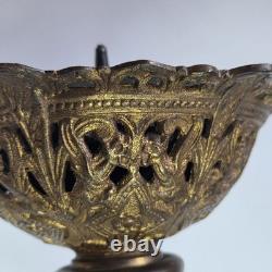 07m5 Ancien Magnifique Pique Cierge En Bronze Dore Hauteur 64 CM Pieds Dragons