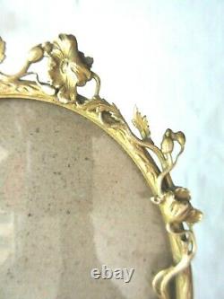 1 a 4, SUBLIME cadre ovale bronze doré Art Nouveau Jugendstil, sculpté de pavots