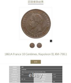 10 Centimes 1861 A Nap. III Tête Laurée PCGS MS-64BN FDC RARE