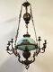 150x80cm Grande Suspension Opaline Lustre Lampe Bronze Napoléon Iii Rocaille
