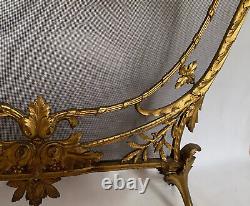 1880' Pare Etincelles Napoleon III En Bronze Doré Aux Pots De Fleurs