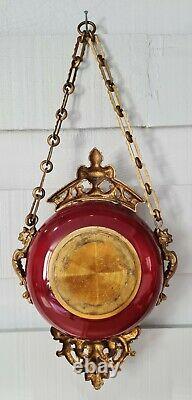19° Horloge pendule murale dite boulangère Napoléon III décor doré peint