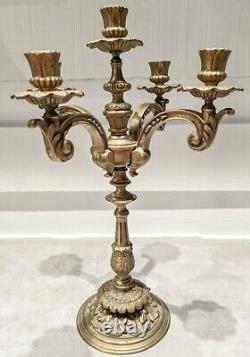 19° chandelier candelabre bronze 5 feux 5-light bronze candelabra candlestick