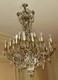 1900' Lustre Napoléon Iii 5 Bras 25 Lampes Bronze Doré Et Cristal