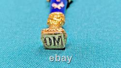 19th Century French Wax Seal Gilt Bronze & Cobalt Blue Enamel Fleur de Lys