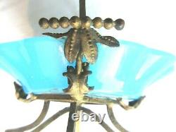 1A30, Baguier, vide-poche panier cristal d'opaline bleue et bronze, Napoléon III