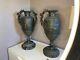 2 Anciens Vases En Bronze Sur Socle En Marbre Hauteur 40 Cm
