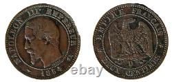 2 CENTIMES NAPOLEON III TETE NUE 1854 D (gd D gd LIon) -RARE