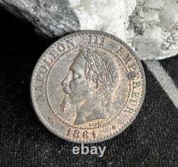 2 Centimes Napoléon III tête laurée, Buste provisoire, 1861, Strasbourg, SUP+