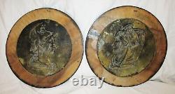 2 PORTRAITS FEMININS NAPOLEON III ALSACE LORRAINE 19ème siècle médaillon bronze