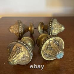 2 Paires Embouts Barre De Rideau laiton ou bronze doré XIXème Napoléon 3 BE RARE