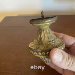 2 Paires Embouts Barre De Rideau laiton ou bronze doré XIXème Napoléon 3 BE RARE