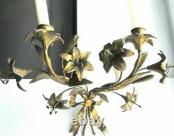 2 appliques d'église Napoléon III, Noeud Louis XVI bronze, 8 fleurs de lys