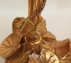 2 bougeoirs en bronze doré, dans le goût de Cain et Barbedienne, fin 19 ème