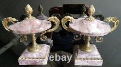 2 cassolettes Napoléon III marbre et bronze doré