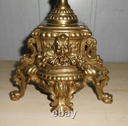 2 grands candélabres chandeliers bougeoir bronze doré 6 feux 67 cm