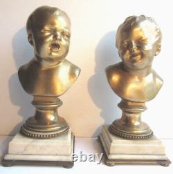 2 statues bronze Napoléon III, serre-livres Jean qui rit et Jean qui pleure