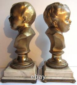 2 statues bronze Napoléon III, serre-livres Jean qui rit et Jean qui pleure