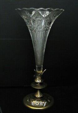 2983 vase cornet en cristal taillé et bronze 19eme siecle napoléon 3