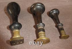 3 Cachets sceaux anciens en bois et bronze Napoléon 3 fin époque 19ème SUPERBE