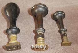 3 Cachets sceaux anciens en bois et bronze Napoléon 3 fin époque 19ème SUPERBE