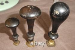 3 Cachets sceaux anciens en bois et bronze Napoléon 3 fin époque 19ème SUPERBE