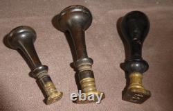 3 Cachets sceaux anciens en bois et bronze Napoléon 3 fin époque 19ème SUPERBE