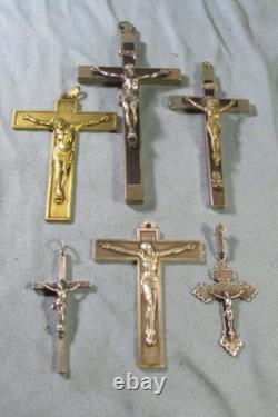 5 Crucifix anciens Croix pectorales, 2 Napoléon III, 1 en argent 2 en bronze etc