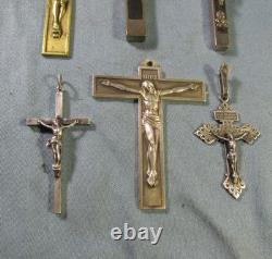 5 Crucifix anciens Croix pectorales, 2 Napoléon III, 1 en argent 2 en bronze etc