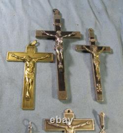 5 Crucifix anciens Croix pectorales, 2 Napoléon III, 1 en argent 2 en bronze etc