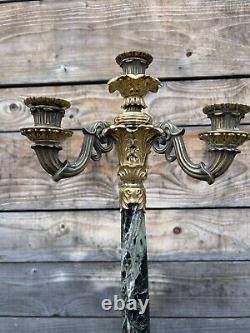 60cm Paire de Chandelier Candélabre Bougeoir Empire Bronze Doré Napoléon III