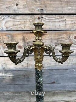 60cm Paire de Chandelier Candélabre Bougeoir Empire Bronze Doré Napoléon III