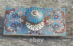 ANCIEN BUVARD TAMPON BRONZE ÉMAUX CLOISONNÉS ÉPOQUE XIXe NAPOLÉON III