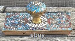ANCIEN BUVARD TAMPON BRONZE ÉMAUX CLOISONNÉS ÉPOQUE XIXe NAPOLÉON III