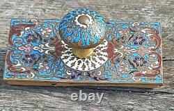 ANCIEN BUVARD TAMPON BRONZE ÉMAUX CLOISONNÉS ÉPOQUE XIXe NAPOLÉON III